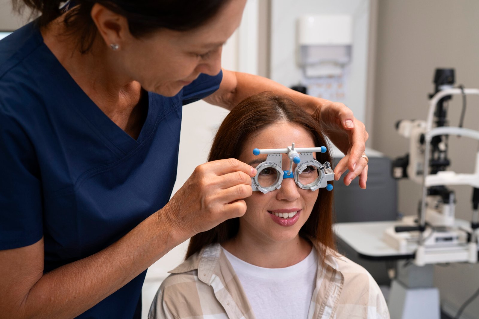 front-view-woman-talking-ophthalmologist